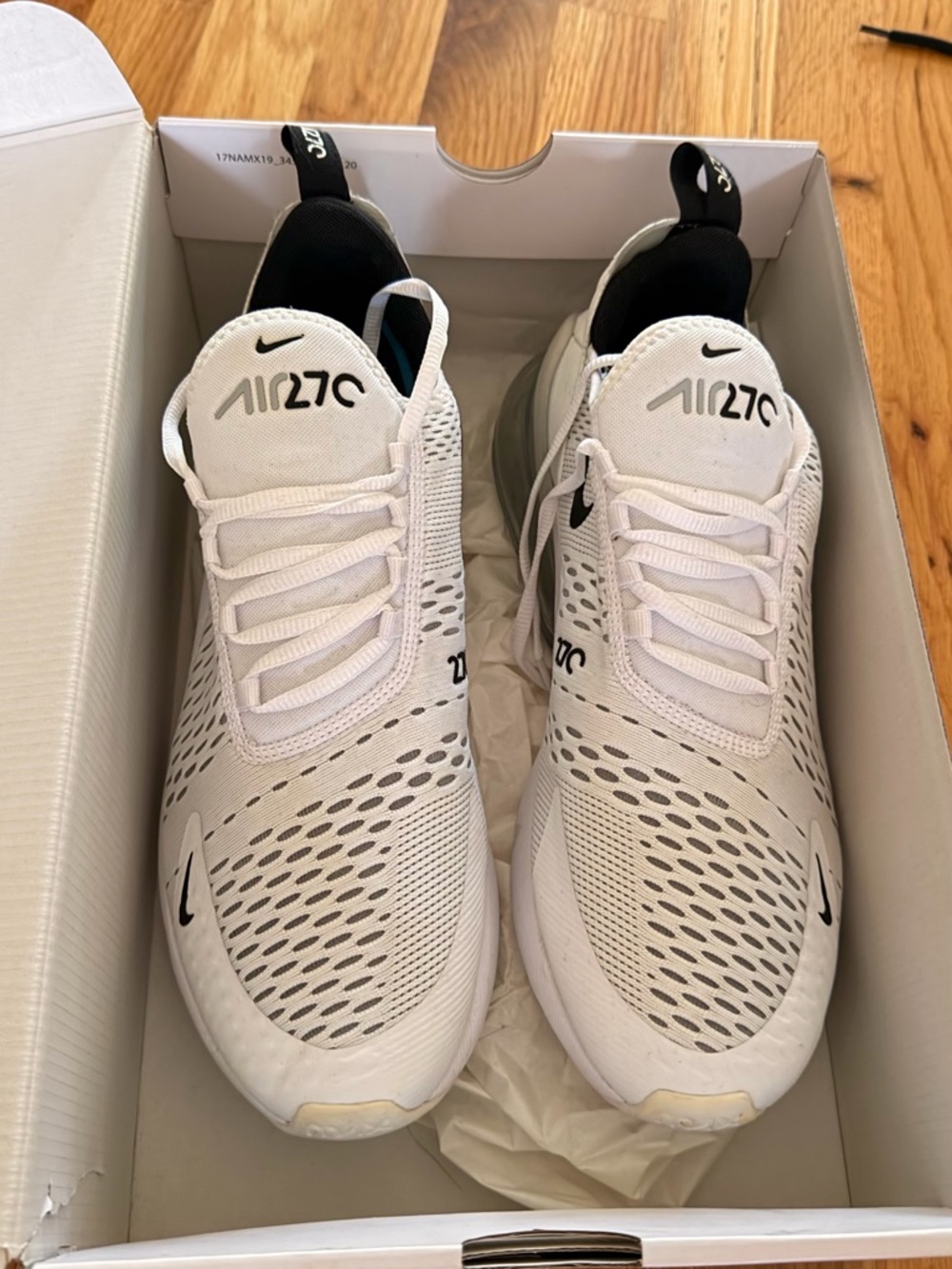 Nike White and Black Air270 Mesh Trainers